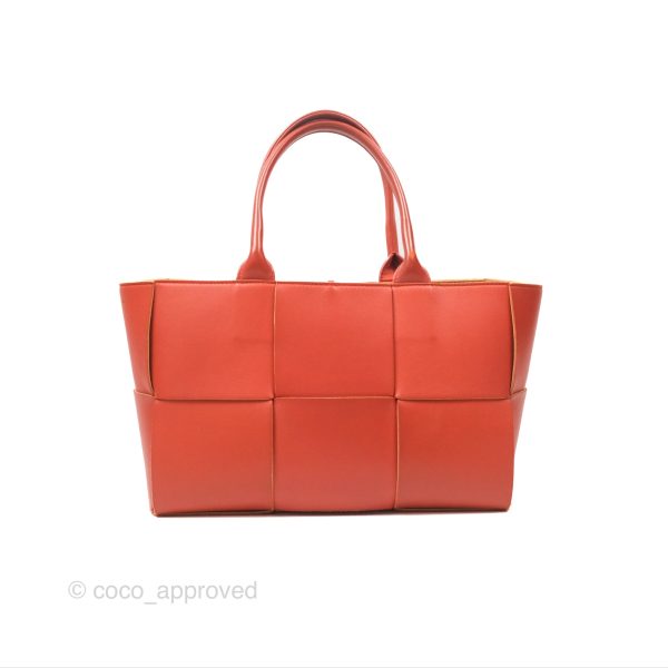 Bottega Veneta Small Arco Tote Bag Dark Orange Micro Intreccio Lambskin Online