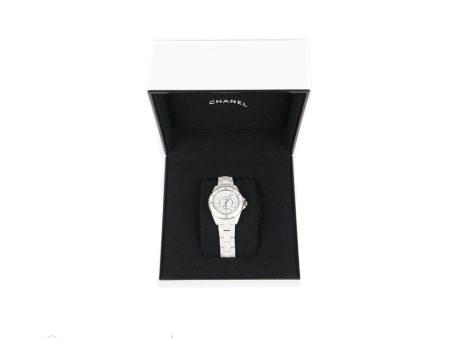 CHANEL J12 White Ceramic Steel Diamond Women s Watch 33mm For Sale