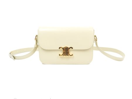 Celine Medium Triomphe Bag Limestone Shiny Calfskin For Sale