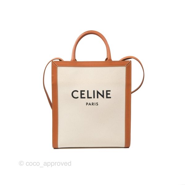 Celine Small Vertical Cabas Tote With Celine Print Natural Tan For Sale