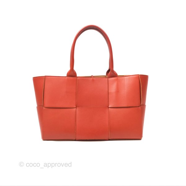 Bottega Veneta Small Arco Tote Bag Dark Orange Micro Intreccio Lambskin Online