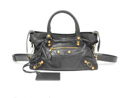 Balenciaga Classic Small City Bag Dark Grey Aged Calfskin Gold Hardware Cheap