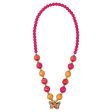 PINK POPPY VIBRANT BUTTERFLY  NECKLACE For Cheap