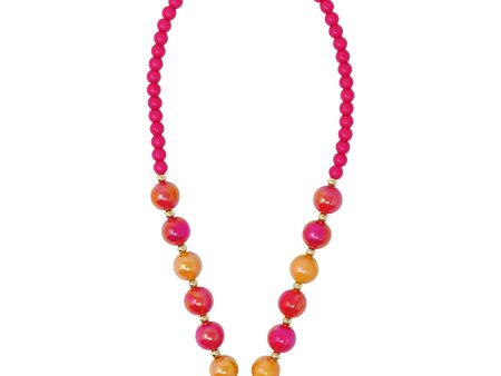 PINK POPPY VIBRANT BUTTERFLY  NECKLACE For Cheap