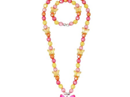 PINK POPPY RAINBOW BUTTERFLY NECKLACE & BRACELET SET Discount