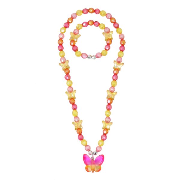 PINK POPPY RAINBOW BUTTERFLY NECKLACE & BRACELET SET Discount