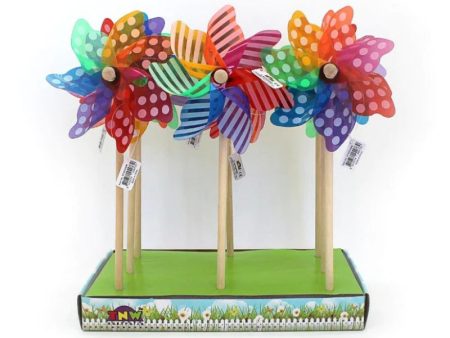 COLOURFUL RAINBOW WINDMILL ON STICK 15CM ASST Cheap