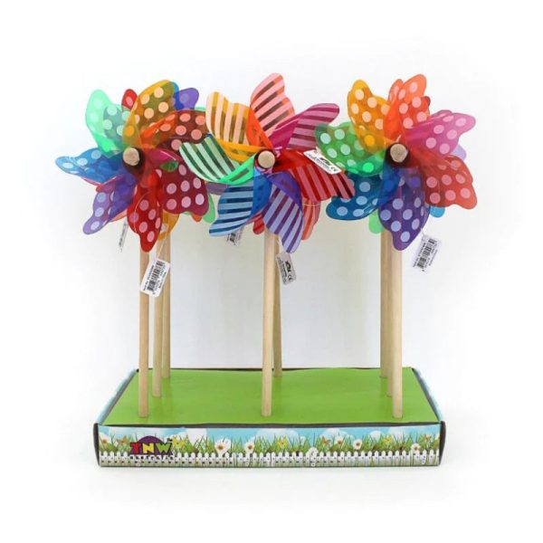 COLOURFUL RAINBOW WINDMILL ON STICK 15CM ASST Cheap